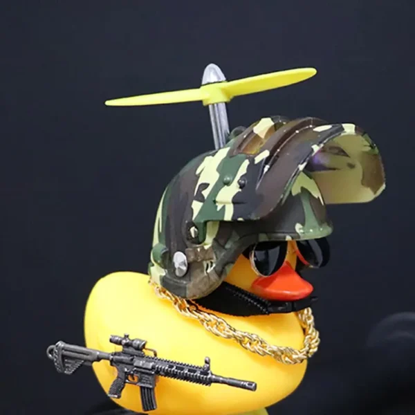 Broken Wind Rubber Duck Motor Accessories Yellow Duck with Helmet Auto Car Accessories Duck In The Car Car Interior Decoration - Image 3