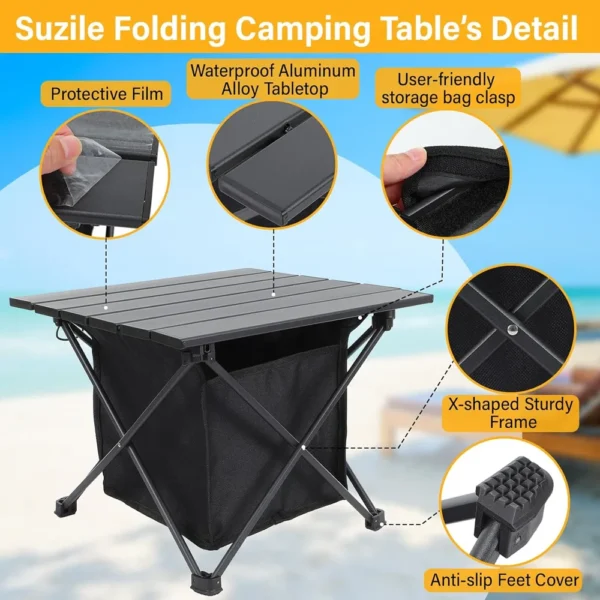 Portable Folding Camping Table Aluminium Alloy Ultralight Outdoor Picnic Table for Home Party Camping Foldable Table Dinner Desk - Image 4