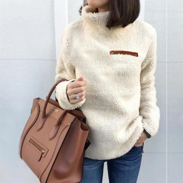 Winter Super Soft and Comfortable Solid Color Turtleneck Pullover Women's Sweater Fashion Zipper Sexy Top Ladies Hipster Clothes - Image 3