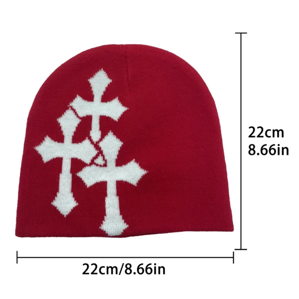 Y2K Crucifix Jacquard Knitted Hat, European And American Popularity Hip Hop Hat, Street Trend Fashion Personality Adult Hat - Image 6