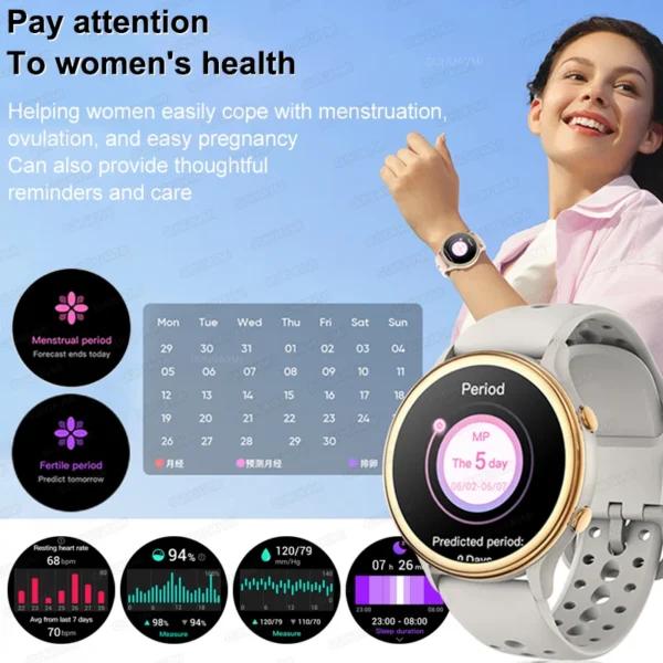 1.27 Inch Bluetooth Call Smart Watch Women AMOLED HD Screen Health Monitor Sport Fitness IP68 Waterproof Smartwatch Ladies 2024 - Image 4