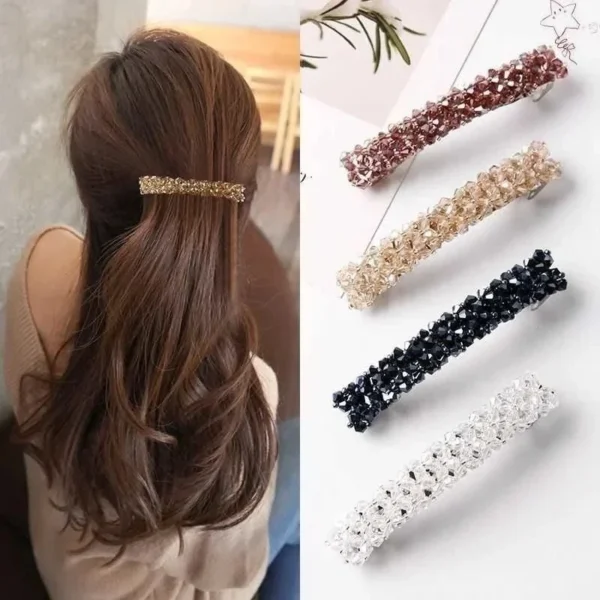 Fashion Crystal Spring Hair Clips Pins Handmade Beads Hair Barrettes For Women Girl Fashion Simple Hair Accessories Headwear