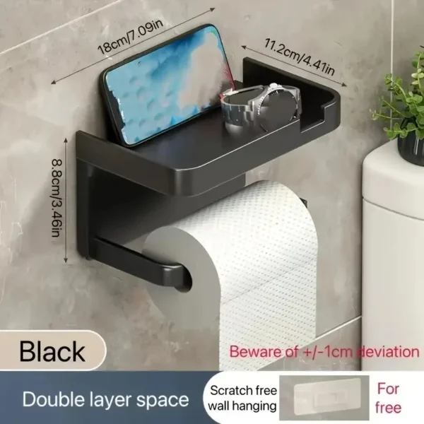 Easy-Install Toilet Paper Holder - Wall-Mounted, No-Punch, Roll Organizer - Bathroom Storage Accessory - Image 2