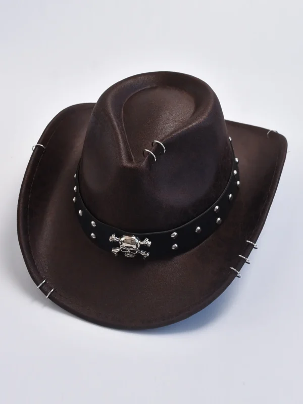 Faux Leather Vintage Western Cowboy Hat For Men Gentleman Jazz Hats Panama Cowgirl Hat Sombrero Hombre - Image 5