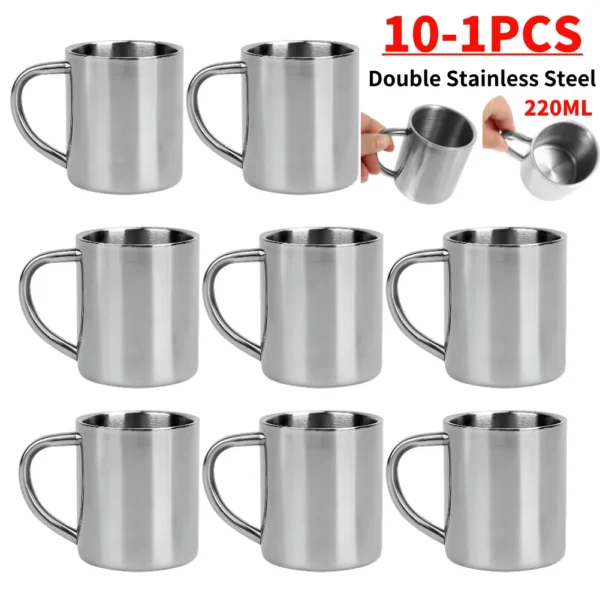 220ML Stailess Steel Mug Coffee Cup Camping Mug Metal Coffee Tea Cup Mug Portable Milk Tea Cup Tumbler Water Mug Drinking Cup - Image 2