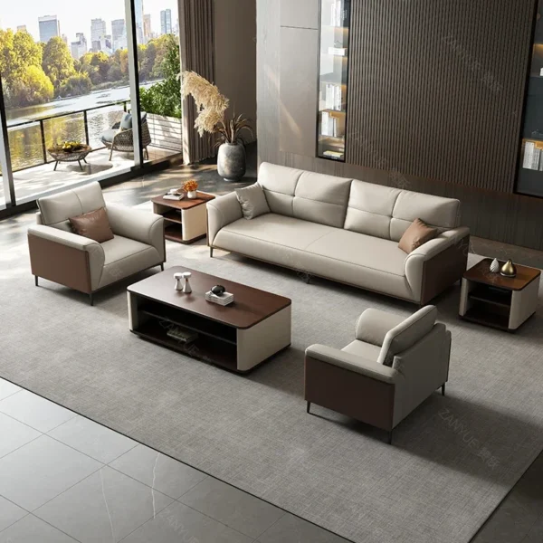 Designer Luxury Living Room Sofa Set Minimalist Beige Sectional Modern Nordic Sofas Puffs Double Canape Salon Home Furniture - Image 4