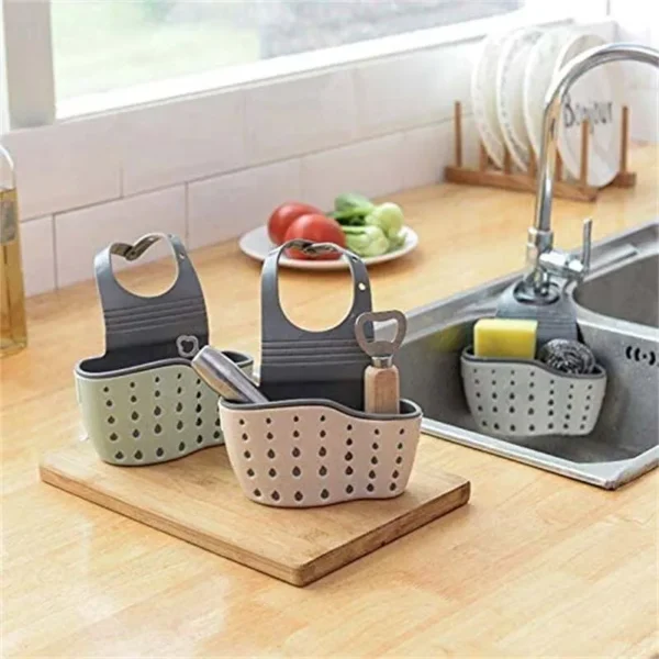 Sink Draining Hanging Basket Adjustable Kitchen Accessories Rubber Sink Bag Soap Sponge Shelf Faucet Holder for Bathroom 1PC - Image 3