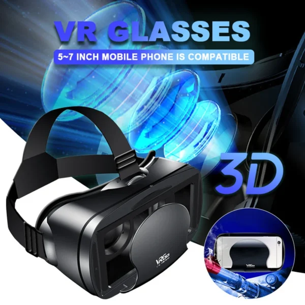 3D VR Headset Smart Virtual Reality Glasses 7 Inches Helmet for Smartphones Phone Android iPhone Lens with Controller Binoculars - Image 4