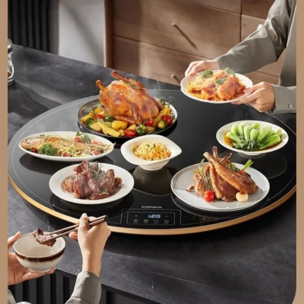 Household Electric Food Warming Board round multifunctional Constant Temperature dining table with hot pot heating plate