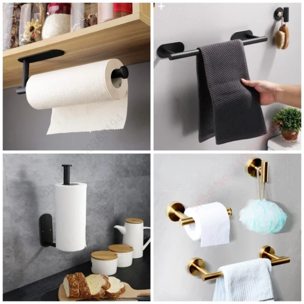 Adhesive Toilet Roll Paper Holder Organizer Wall Mount Storage Stand Kitchen Bathroom No Drill Tissue Towel Dispenser Stainless - Image 4