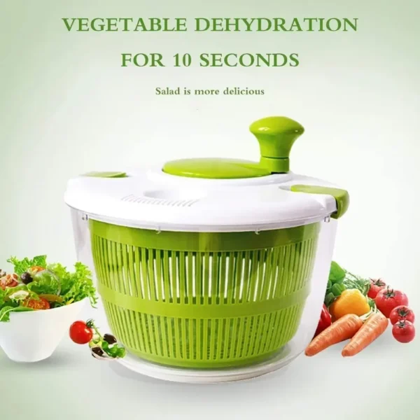 Salad Spinner Dryer Fruit Drain Basket Hand Crank Vegetable Dryer Centrifuge Food Dehydrator Fruits Basket Kitchen Accessories - Image 2