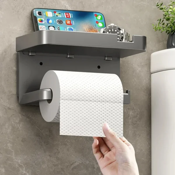 Toilet Paper Holder Plastic Storage Rack Kitchen Towel Placement Of Seasoning Bottles Bathroom Wall Roll Of Paper Phone Storage - Image 2