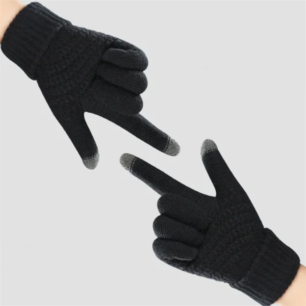 Women Men Warm Winter Touch Screen Gloves Stretch Classical Knit Mittens Wool Full Finger Outdoor Cycling Driving Glove - Image 6