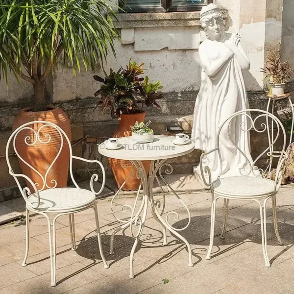 European Retro Iron Garden Furniture Sets Outdoor Courtyard Garden Balcony Table and Chair Set cafe Dining Table and Chairs Z - Image 4