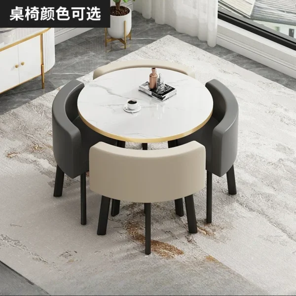 Round Table Resting Area One Table and Four Chairs Set Light Luxury Leisure Negotiation Table and Chair Combination Reception - Image 4