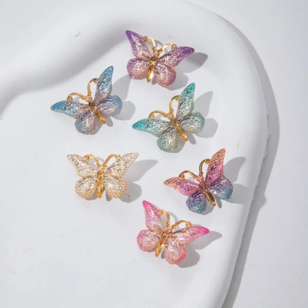 5PCS Sweet Macarons Gradient Color Cute Butterfly Kids Hairpins Children Headwear Princess Barrette Girls Hair Accessories