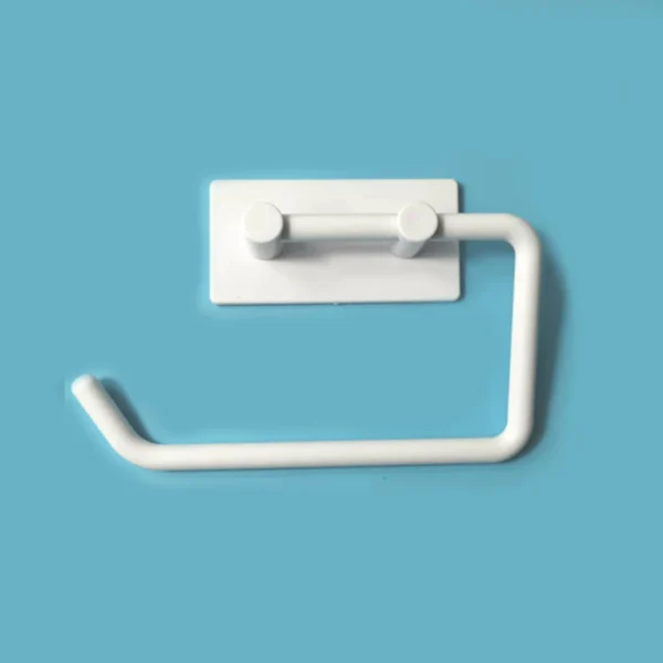 White Plastic Tissue Holder Hook Bathroom Toilet Free Punching Roll Paper Holder Toilet Wall Mounted Tissue Holder Home Essentia - Image 2