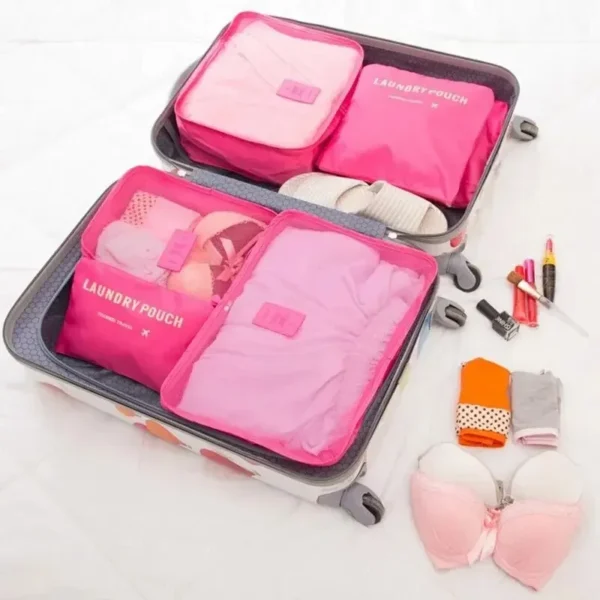 6-piece Large Size Travel Organizer Portable Suitcase Organizer Clothes Shoes Makeup Bag Luggage Organizer Travel Storage Bag - Image 3