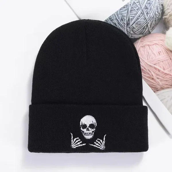 Winter Hat Men Knitted Hat Fashion Pullover Hat Casual Sports Warm Thick Winter Cap Stretch Women Cap White Black Hat Unisex - Image 6