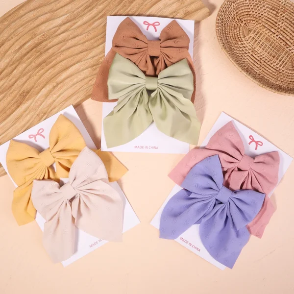 2Pcs/Set Women Girls Sweet Print Bows Hair Clips Hairpins Ribbon Barrettes Duckbill Clip Headwear Female Summer Hair Accessories - Image 2