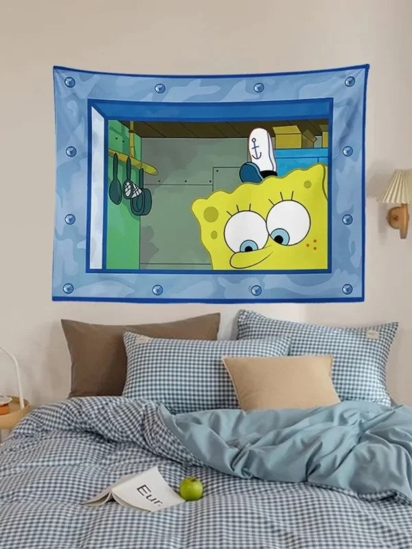 Octopus Brother SpongeBob SquarePants Cartoon Hanging Cloth  Bedroom Wall Decoration Background Cloth Cute and Funny Tapestry - Image 5