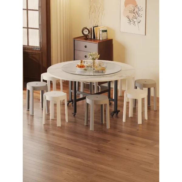 Foldable table dining table household small apartment round eating simple rental room 10 people folding large round - Image 5