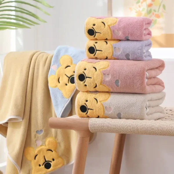 Thickened Winnie The Pooh Embroidered Coral Velvet Bath Towel Soft Household Towel Children's Cartoon Bath Towel - Image 3