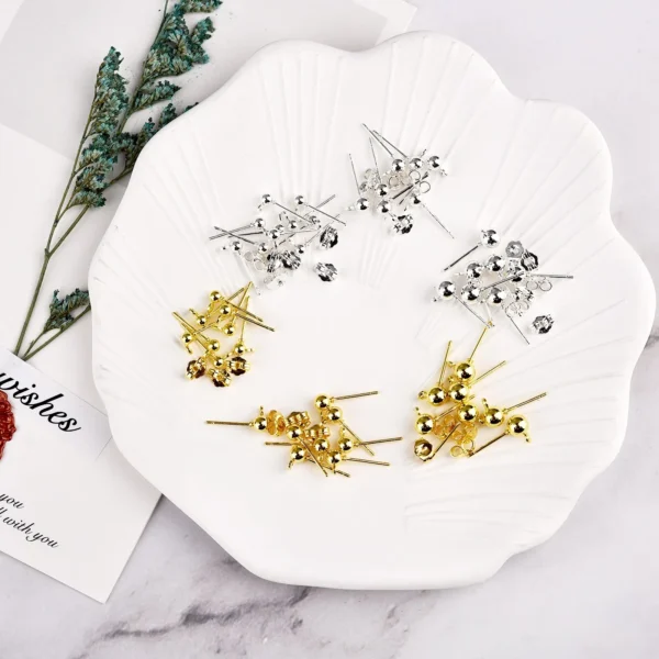 50pcs/lot Gold Silver Earring Studs Base Pins 925 Silver Plated Earring Plug Ear Back DIY Jewelry Making Findings Accessories - Image 5