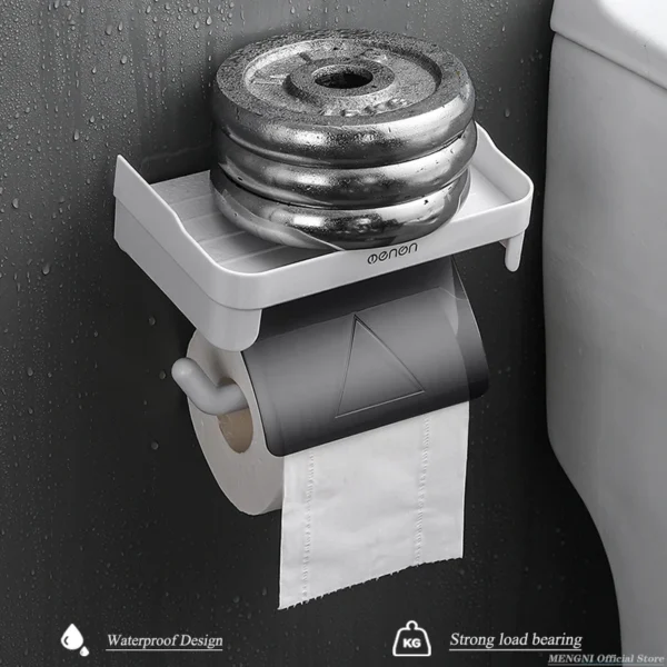 Wall Mount Toilet Paper Holder Plastic Waterproof Roll Paper Storage Rack Bathroom Tissue Organizer Shelves - Image 5