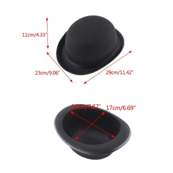 Bombin Hat Bowler Hat Black Derby Hat Bowler Top Hat Jazz Stage Carnival Costume Theater Costume Hat Magician Top Hat - Image 6