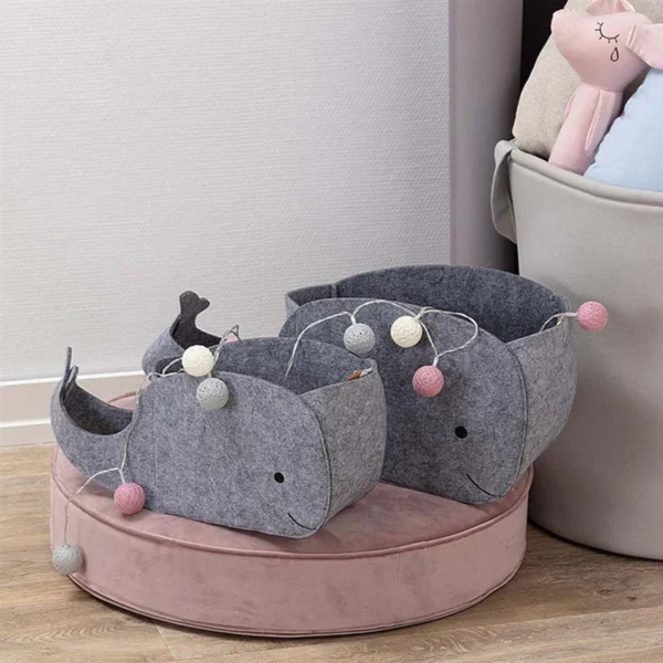 Felt Storage Basket Foldable Cartoon Whale Fabric Storage Basket Clothes Storage Box Snacks Toys Storage Basket Household Goods - Image 2