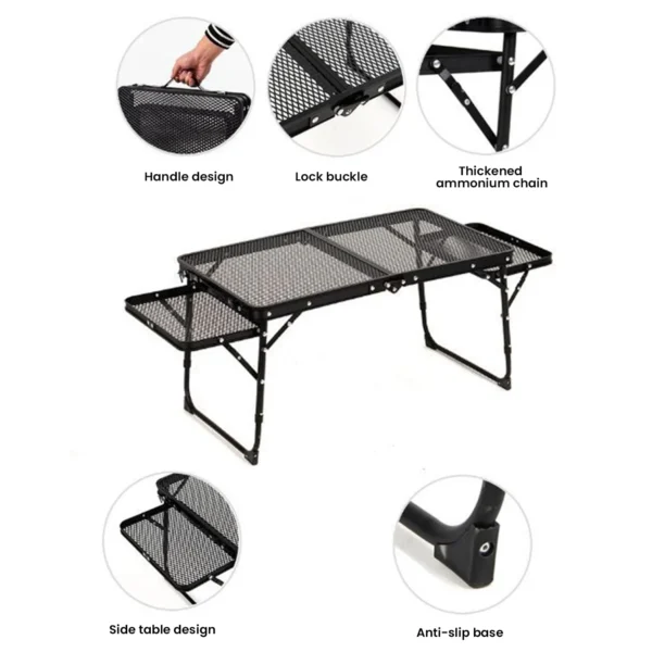 Camping Table Iron Mesh Folding Table Portable Outdoor Camping With Lifting Shelf Aluminium Alloy Dining Table - Image 5