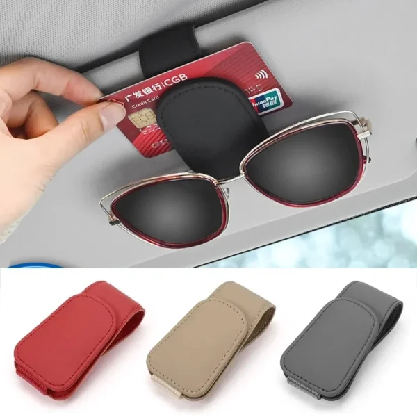 Universal Car Auto Sun Visor Eyeglass Hanger Clip Leather Glasses Holder Magnetic Multi-Function Automobile Accessories Storage - Image 5