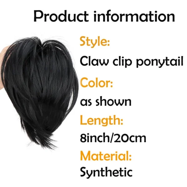 WIGSIN Synthetic Hair Bun Ponytail Claw Clip in Messy Short Straight Fluffy Hair Extension Easy Hair Accessories for Women - Image 3