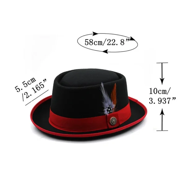 Pork Pie Hat Billycock Felt Small Brim Bowler Hat Men's Fashion British Style Hip Hop Fedora Hat Women Party Sombrero Caps - Image 5