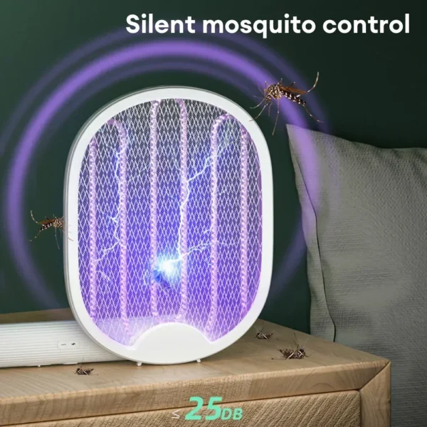 Foldable Electric Mosquito Killer Fly Swatter Trap USB Rechargeable Mosquito Racket Insect Killer with UV Light Bug Zapper 3000V - Image 3