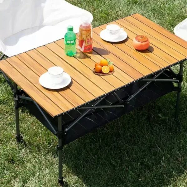 Outdoor Folding Long Table Practical Height Adjustable Camping Table Portable Lightweight Roll Tables With Storage Drawer - Image 5