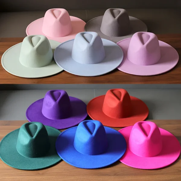 Women's fedora hat 9.5cm Jazz hat Fashion bow hat Peach heart hat Big brim Jazz fedora hat Men's Peaked cap sombrero hombre - Image 4