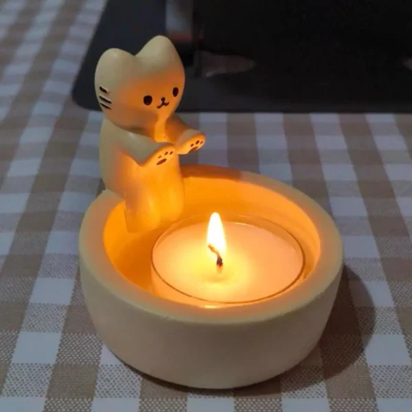 Cartoon Kitten Candle Holder Grilled Cat Aromatherapy Candle Holder For Home Bedroom Living Room Cute Mini Desktop Decorations - Image 3