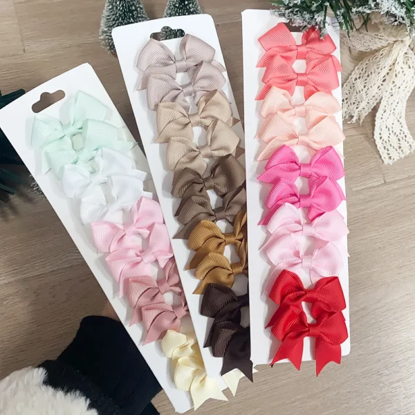 10Pcs/Set New Cute Solid Ribbon Bowknot Hair Clips for Baby Girls Handmade Bows Hairpin Barrettes Headwear Kids Hair Accessories - Image 6