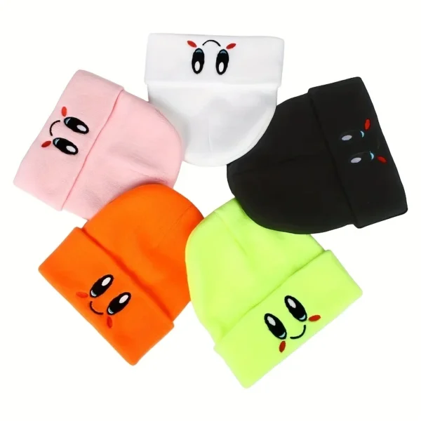 Big Eye Embroidery Elasticity Beanies Women's Cartoon Knitted Skull Caps Winter Warm Hip Hop Hats Men Crimping Melon Leather Hat - Image 3