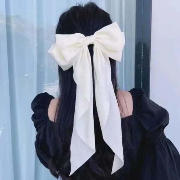 2023 New Women Large Bow Hairpin Summer Chiffon Big Bowknot Stain Bow Barrettes Women Solid Color Ponytail Clip Hair Accessories - Image 3