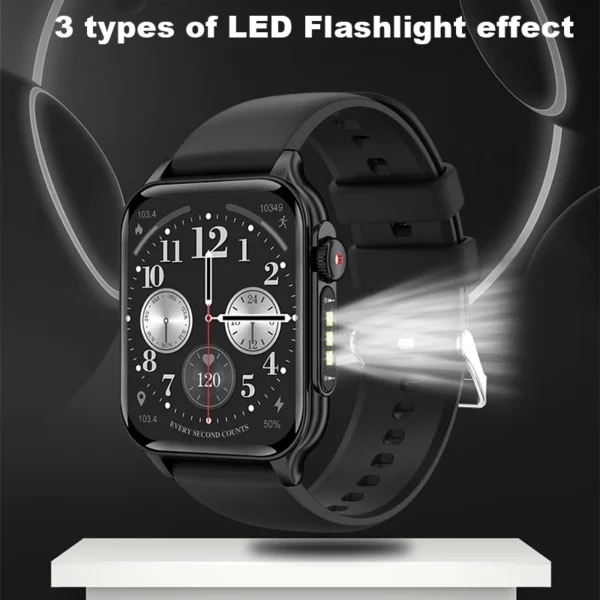 2025 New P6 max SmartWatch Men 1.96" LED Flashlight Smartwatch with IP68 waterproof 100+ Sports Modes for iOS and Android Phone - Image 3