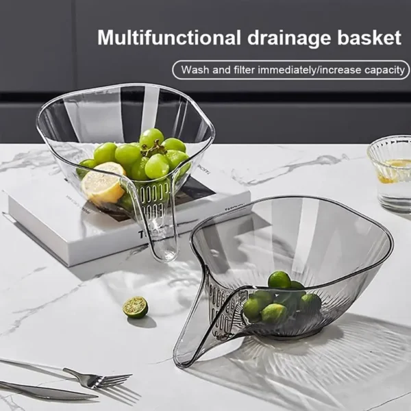 Drain Basket Fine Drainage Holes Basket Large Capacity Efficient Quick Drainage Sink Fruit Vegetable Washing Basket for Kitchen - Image 2