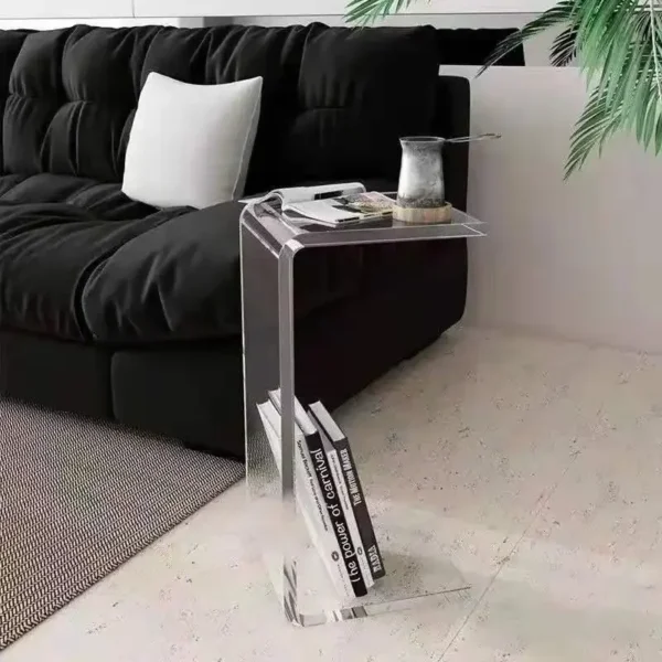 Nordic Clear Acrylic C-Shaped Coffee Table for Living Room Sofa Side End Table Modern Nordic Transparent Acrylic Bay Window - Image 5