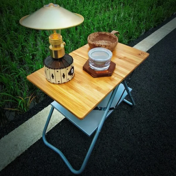 Outdoor Camping Portable Small Table?Folding Table Camping Table Bamboo Wood Table Picnic Dining Desk Cool Camping Gear New