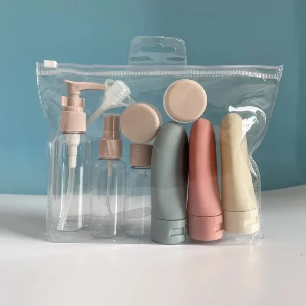 11pcs Travel Bottles Set With Storage Bag Travel Size Empty Liquid Cream Lotion Containers Fine Mist Spray Bottle Squeeze Tubes