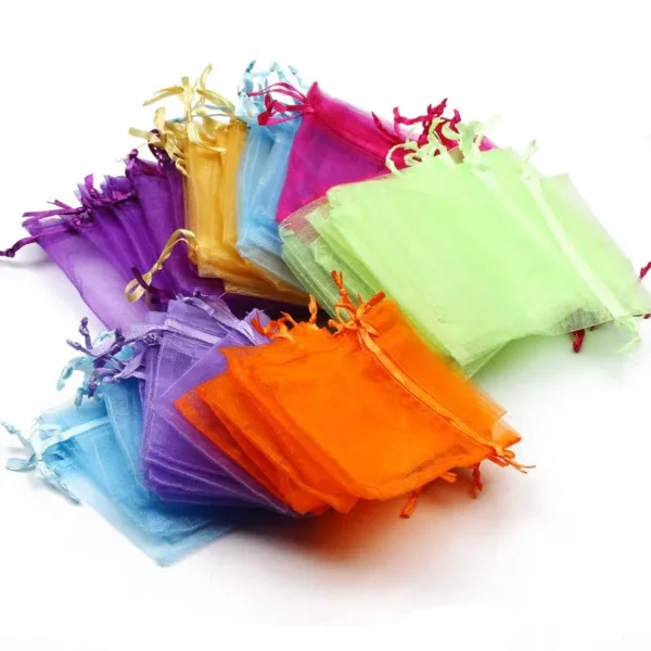 50pcs/Lot Multicolor Jewelry Packaging Bag 7*9 11*16 15*20cm Organza Bags Gift Storage Wedding Drawstring Pouches Wholesales - Image 3