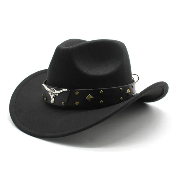 New Women's Men's Wool Western Cowboy Hat For Gentleman Lady Winter Autumn Jazz Cowgirl Cloche Sombrero Caps 2 Big Size - Image 2