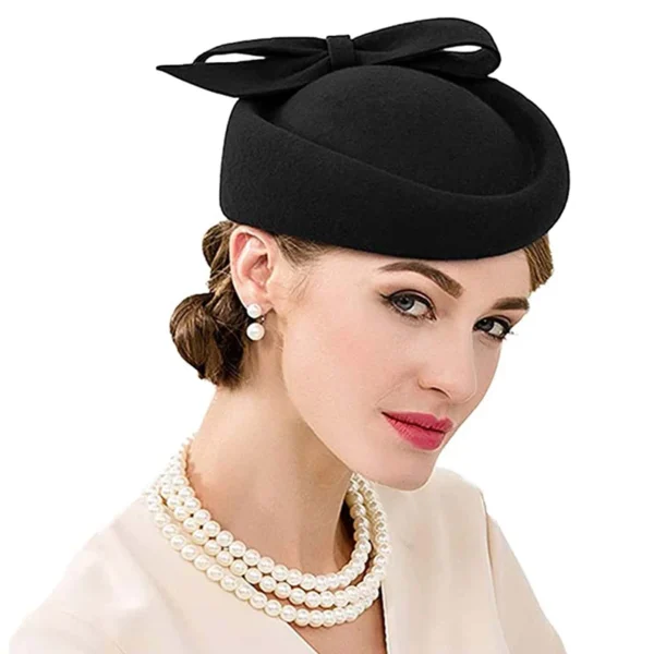 Women Church Fascinators Hats Black Vintage Wool Wedding Pillbox Tea Party Hat Fedora Felt Fedora Red For Ladies Derby Hat